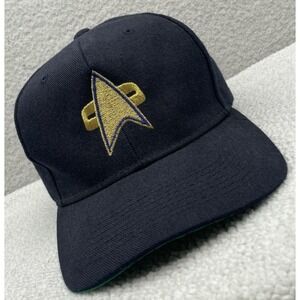 VTG Star Trek Voyager Hat Mens Snapback Wool‎ Blend Sci Fi TV Series Navy Blue
